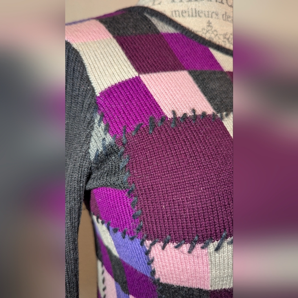 Colorful Patchwork Knit Sweater - Picture 2 of 9
